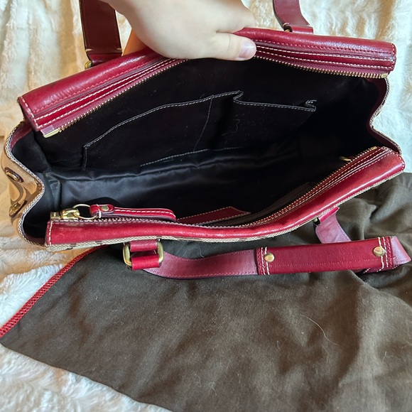 Coach Signature Canvas and Leather Tote - Red and Brown - Picture 3 of 4